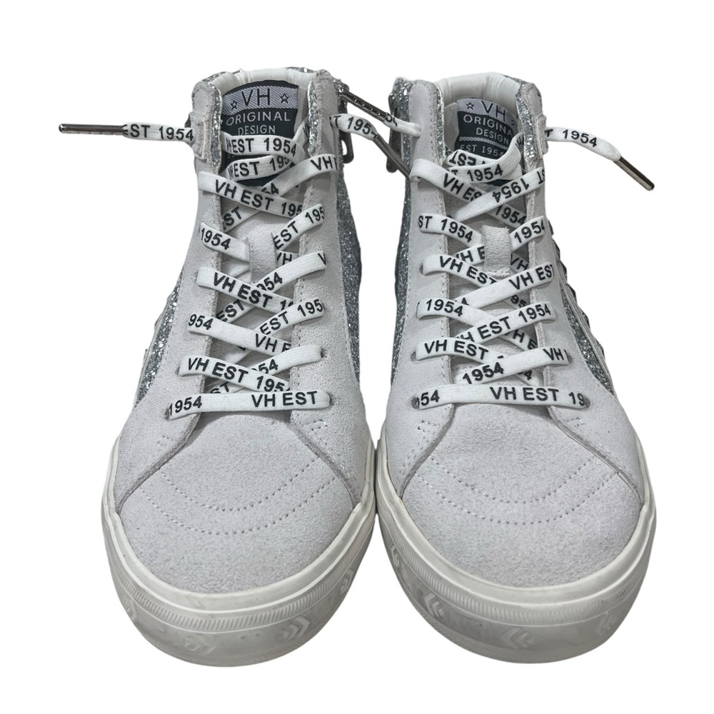 Vintage Havana Ray Silver Glitter Pink Stripe Star Stud High Top Sneakers 8.5 - Picture 6 of 13